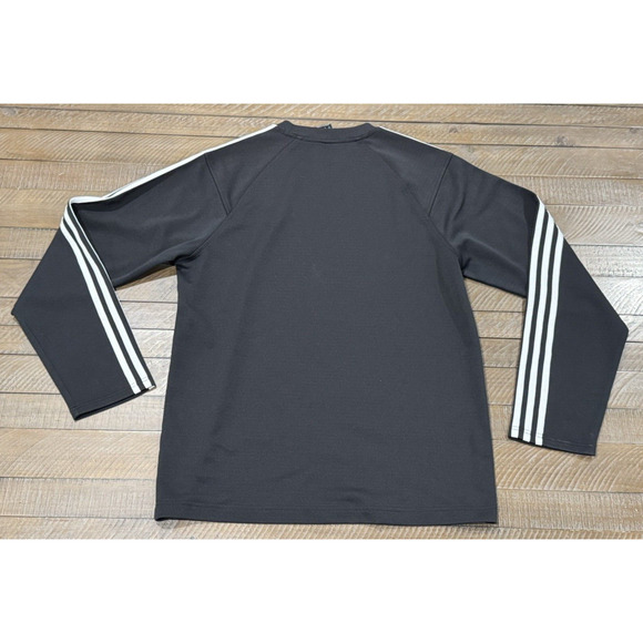 Adidas Men's Black Pullover Sweatshirt 3 Stripes Crew Neck - Men's Size M - Picture 2 of 6